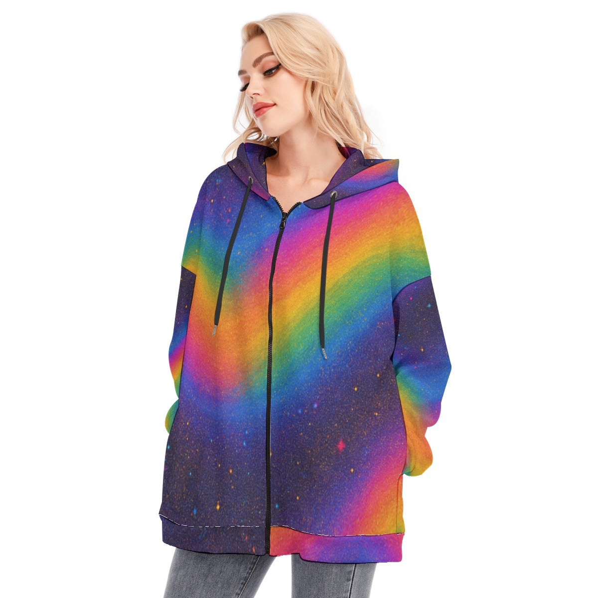 Women's Long Hoodie With Zipper Closure