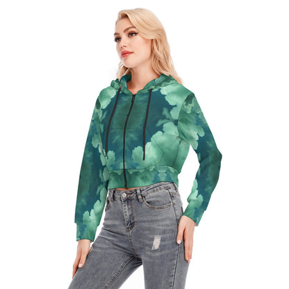 Women's Crop Top Hoodie With Zipper Closure