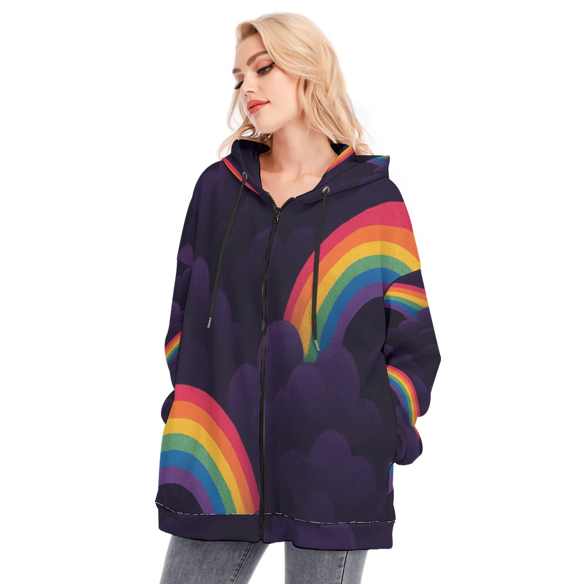 Women's Long Hoodie With Zipper Closure