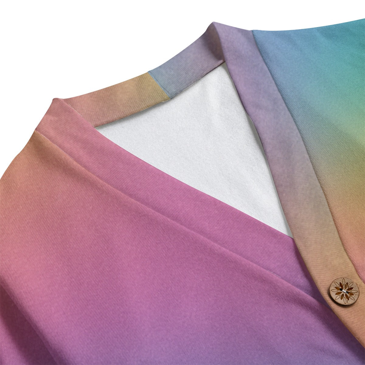 Unisex V-neck Knitted Fleece Cardigan With Button Closure