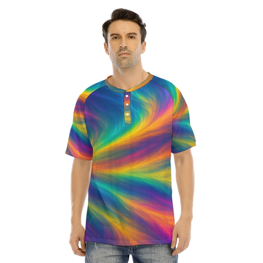 Men's Raglan Sleeve T-shirt With Button Closure