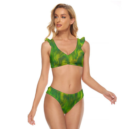 Women's Bikini Swimsuit With Ruffle Cuff Bra