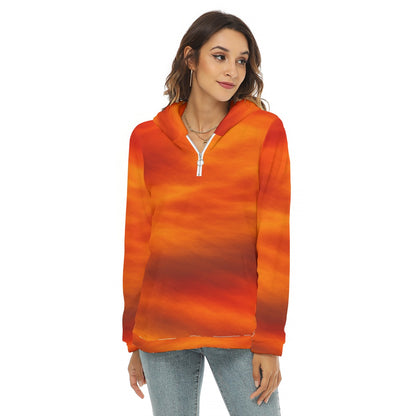 Women's Borg Fleece Hoodie With Half Zip