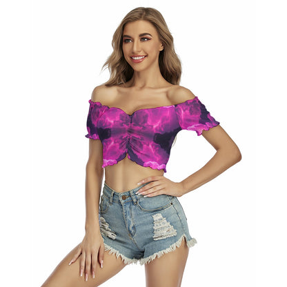 Women's One-shoulder Off-the-navel Short Sleeve T-shirt