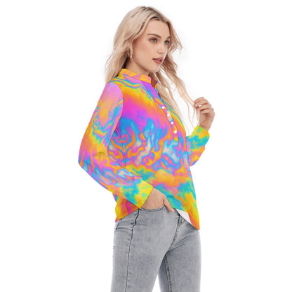 Women's Long Sleeve Blouse With Button Closure