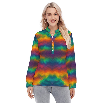 Women's Long Sleeve Blouse With Button Closure
