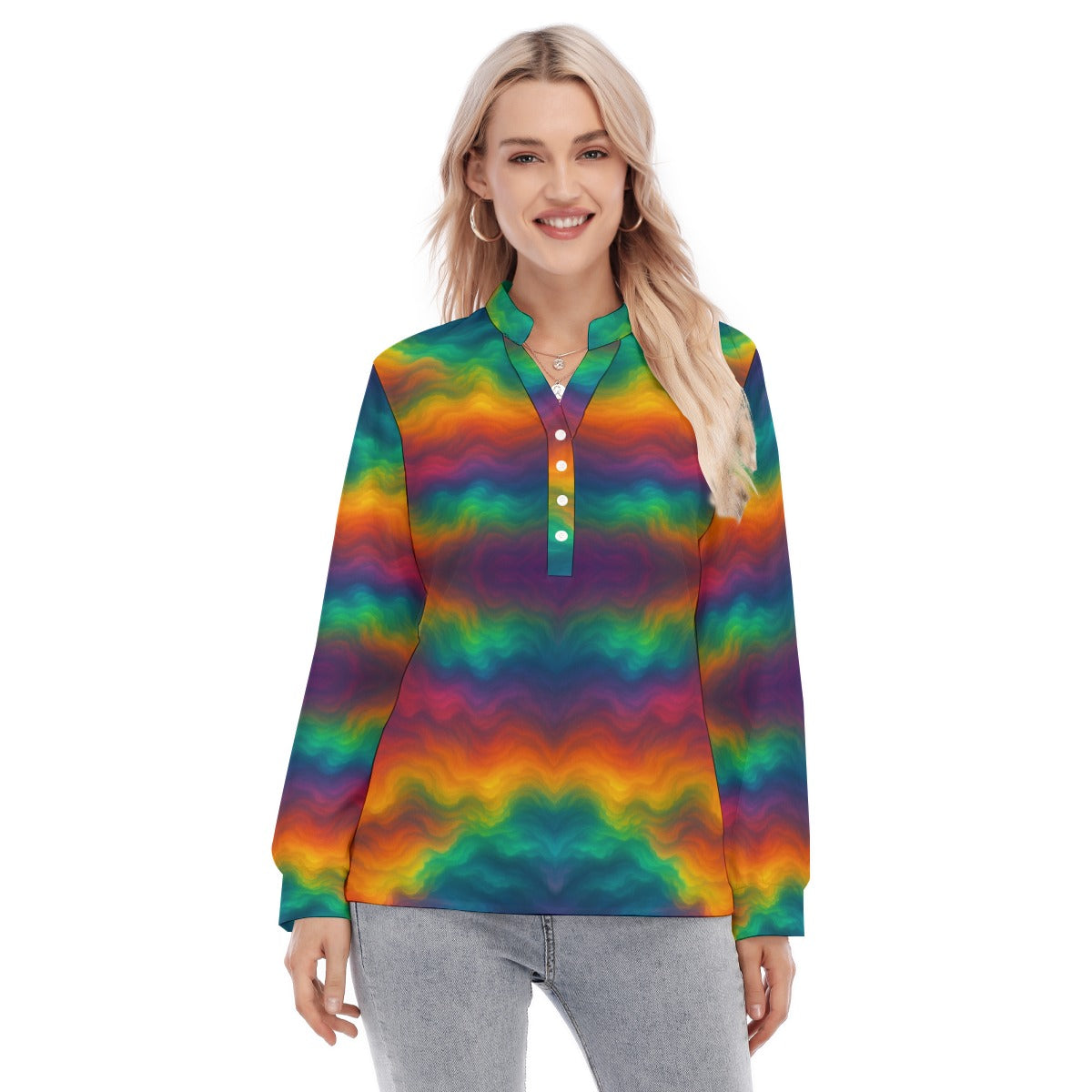 Women's Long Sleeve Blouse With Button Closure