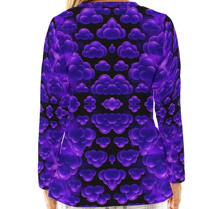 Women's Loose V-Neck T-Shirt With Long Sleeve