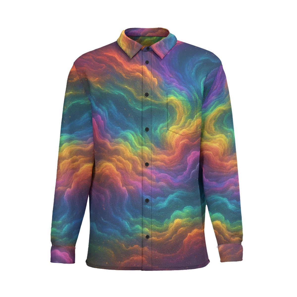 Men's Business Lapel Long Sleeve Shirt With Pocket|110GSM Imitation Flax