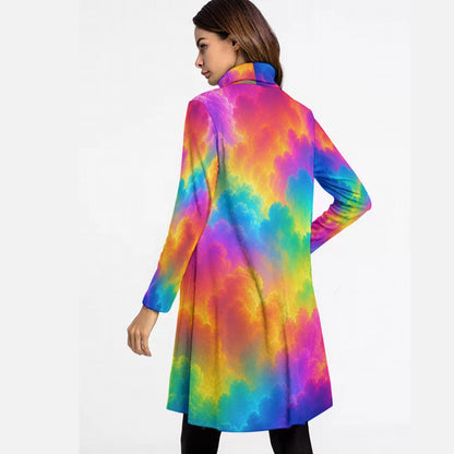Women's High Neck Dress With Long Sleeve