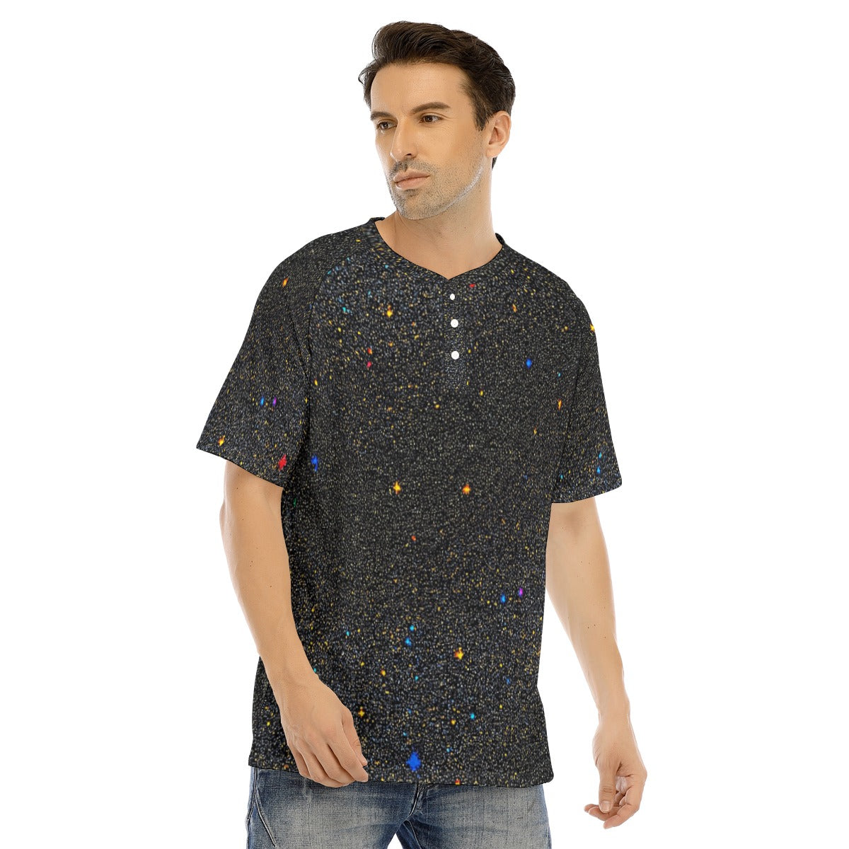 Men's Raglan Sleeve T-shirt With Button Closure