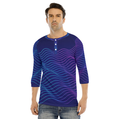 Men's Bracelet Sleeve T-shirt With Button Closure - view 1