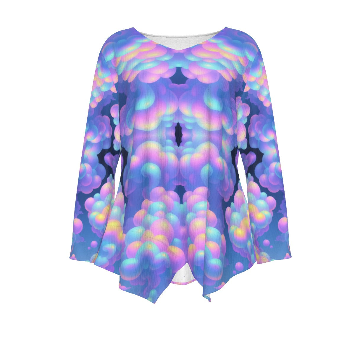 Women's V-neck T-shirt With Irregular Hem