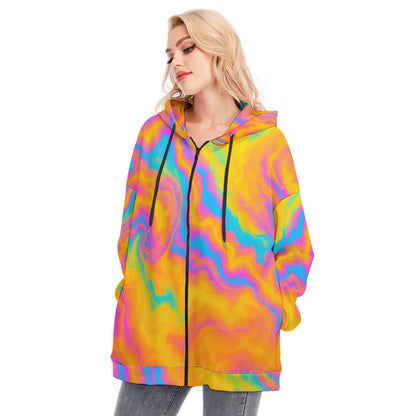 Women's Long Hoodie With Zipper Closure