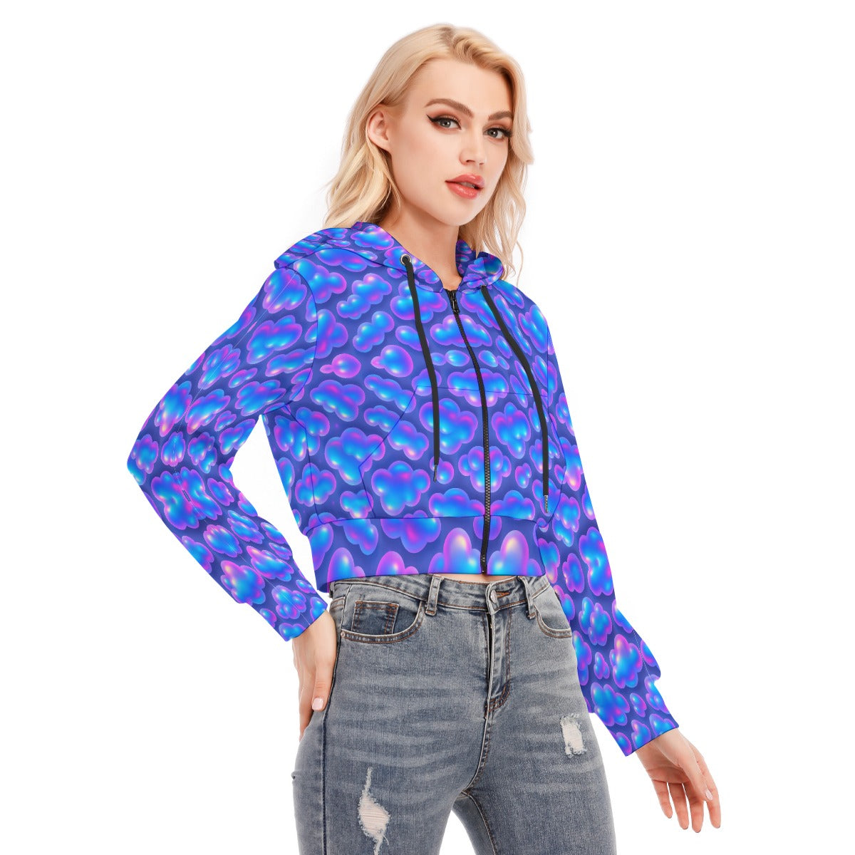Women's Crop Top Hoodie With Zipper Closure