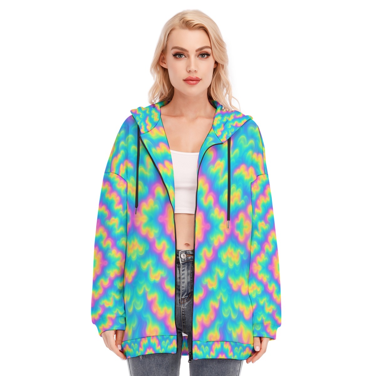 Women's Long Hoodie With Zipper Closure