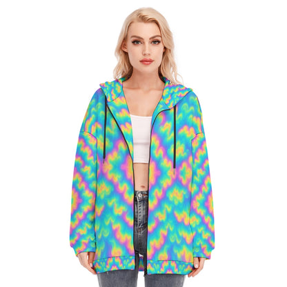 Women's Long Hoodie With Zipper Closure
