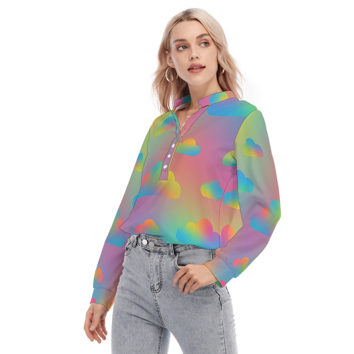 Women's Long Sleeve Blouse With Button Closure