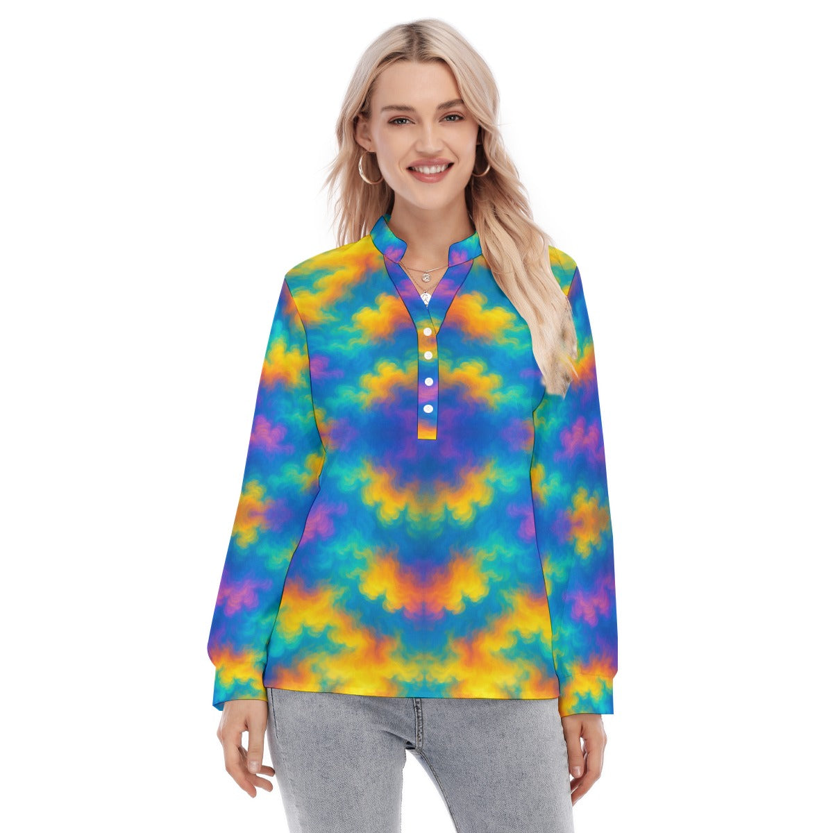 Women's Long Sleeve Blouse With Button Closure