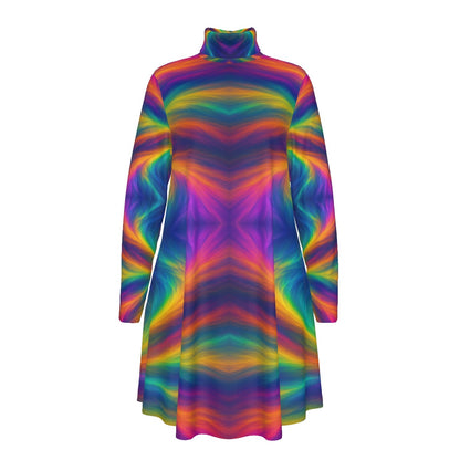 Women's High Neck Dress With Long Sleeve