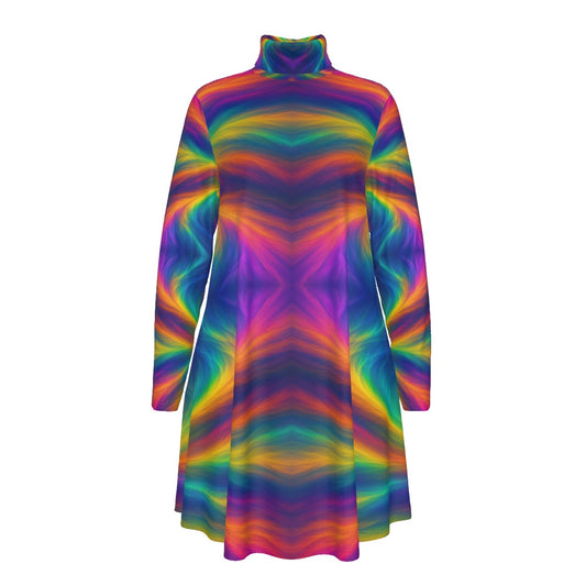 Women's High Neck Dress With Long Sleeve