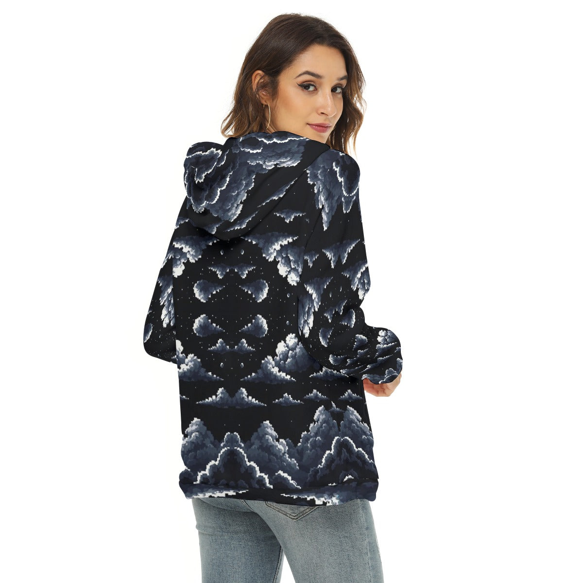 Women's Borg Fleece Hoodie With Half Zip