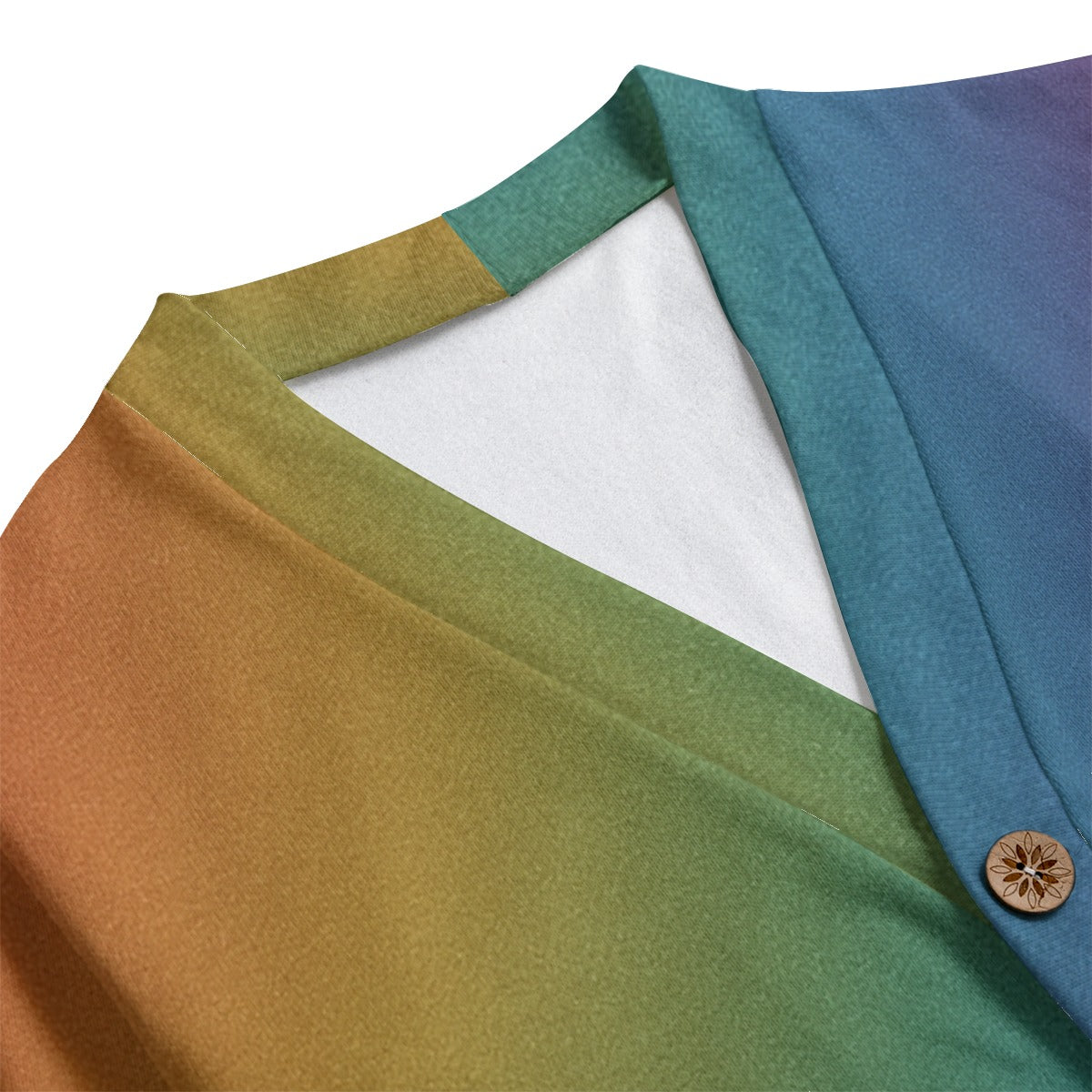 Unisex V-neck Knitted Fleece Cardigan With Button Closure