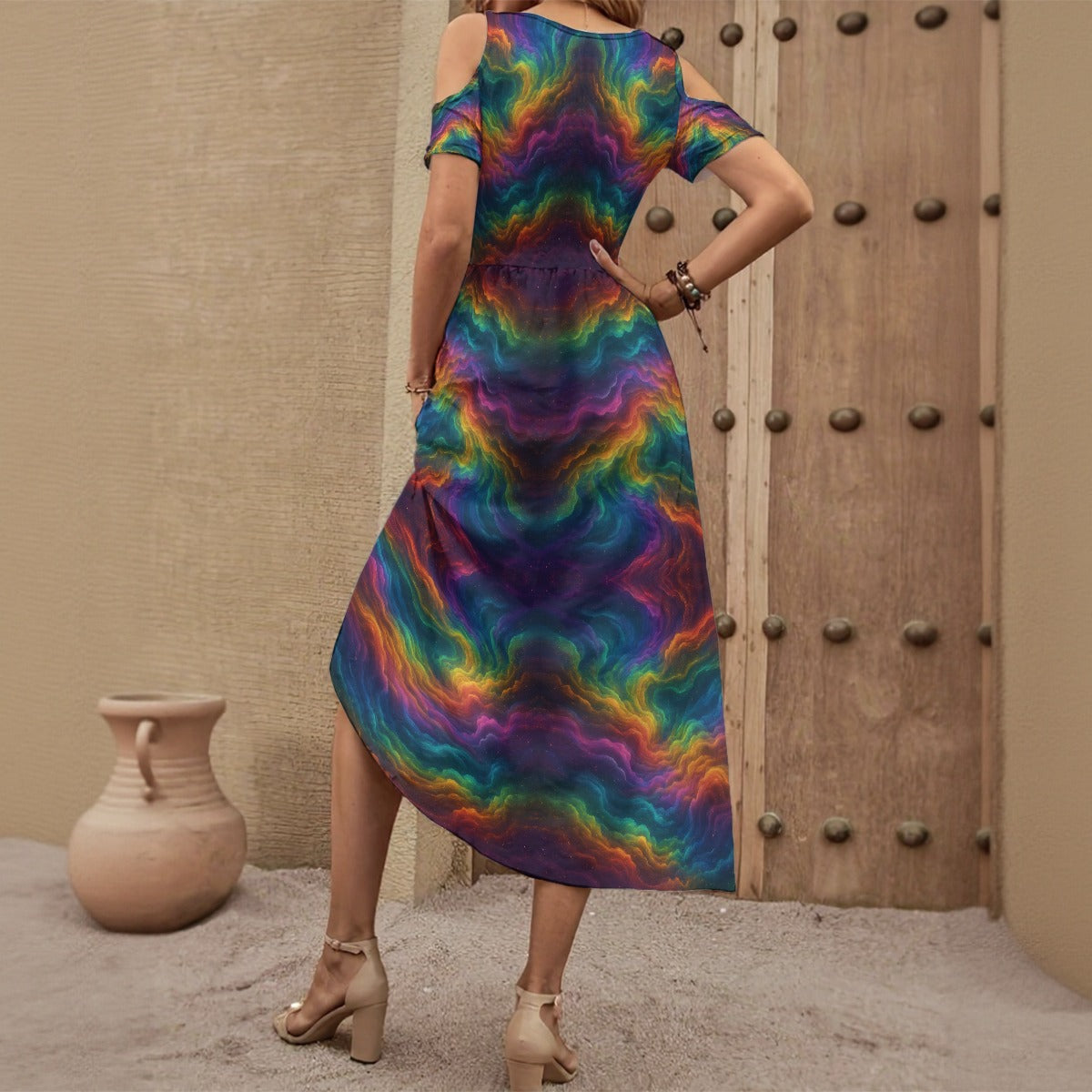 Women's V-neck Off-shoulder Dress