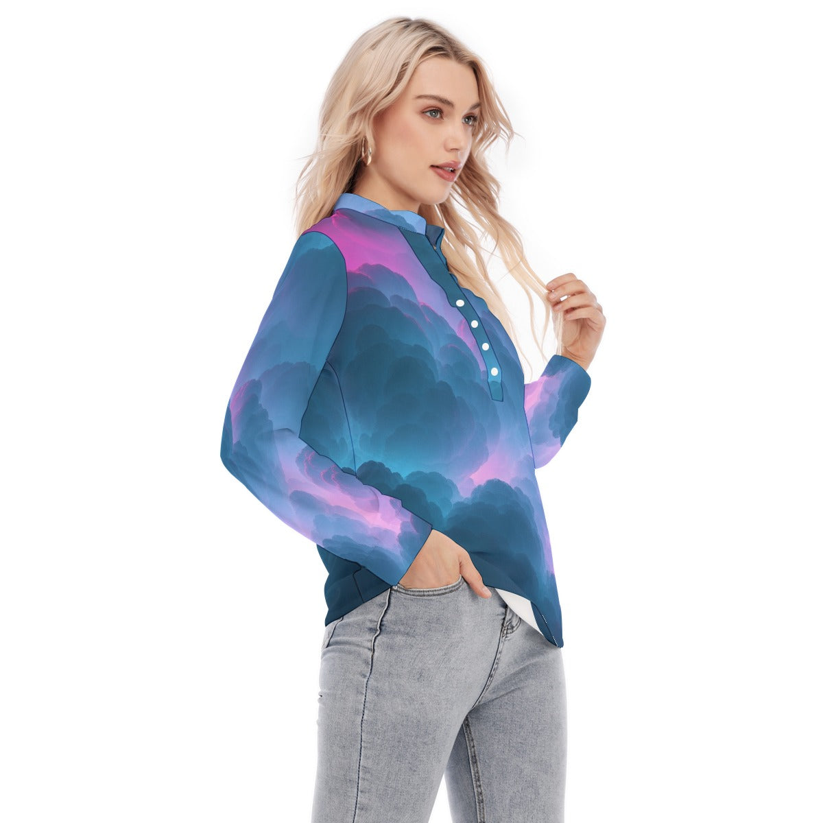 Women's Long Sleeve Blouse With Button Closure