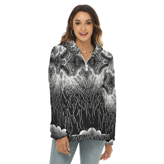 Women's Borg Fleece Hoodie With Half Zip