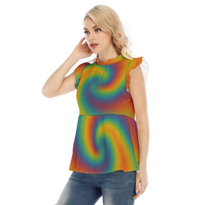 Women's Blouse With Lotus Leaf Lace