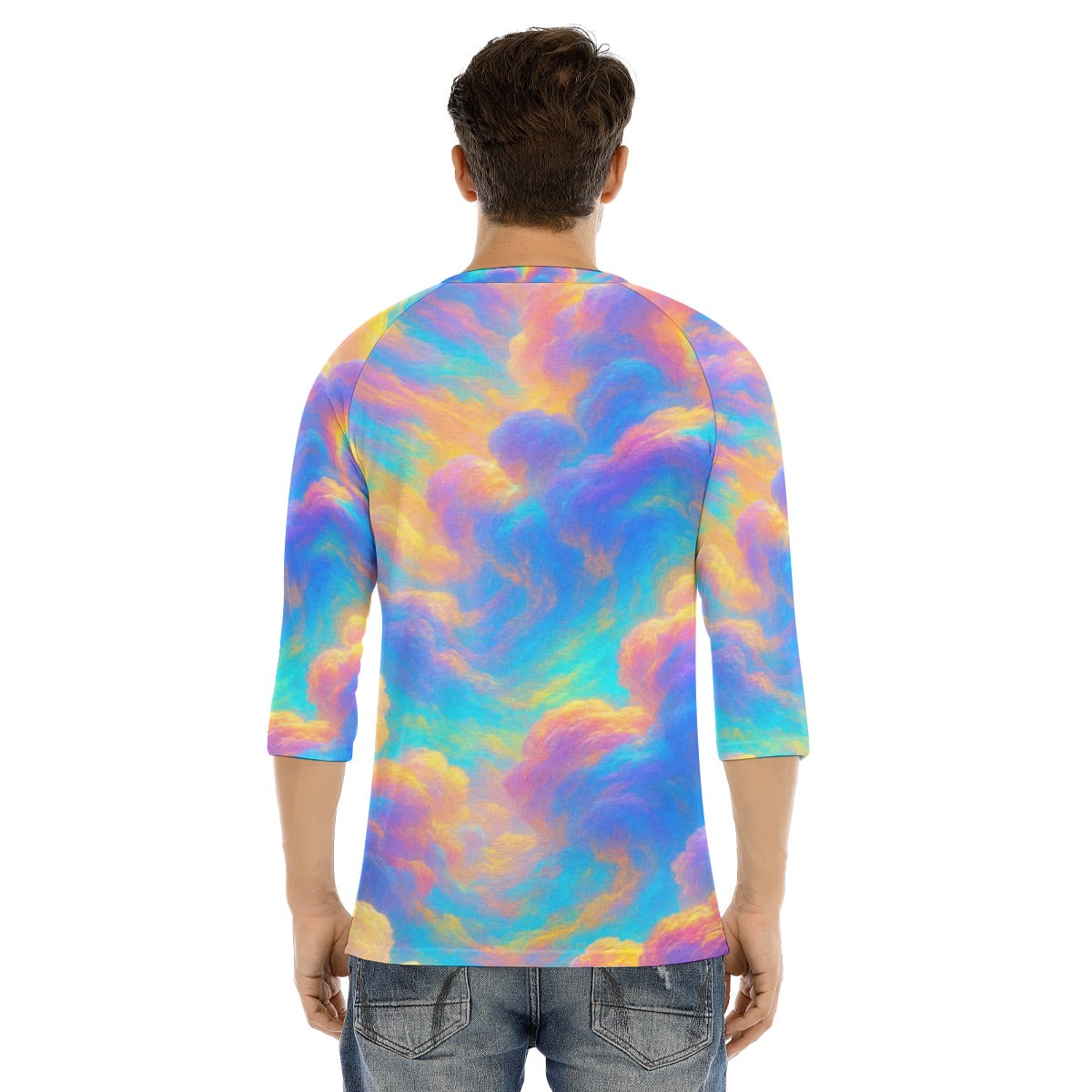 Men's Bracelet Sleeve T-shirt With Button Closure