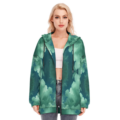 Women's Long Hoodie With Zipper Closure