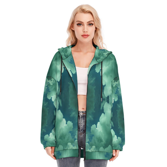 Women's Long Hoodie With Zipper Closure