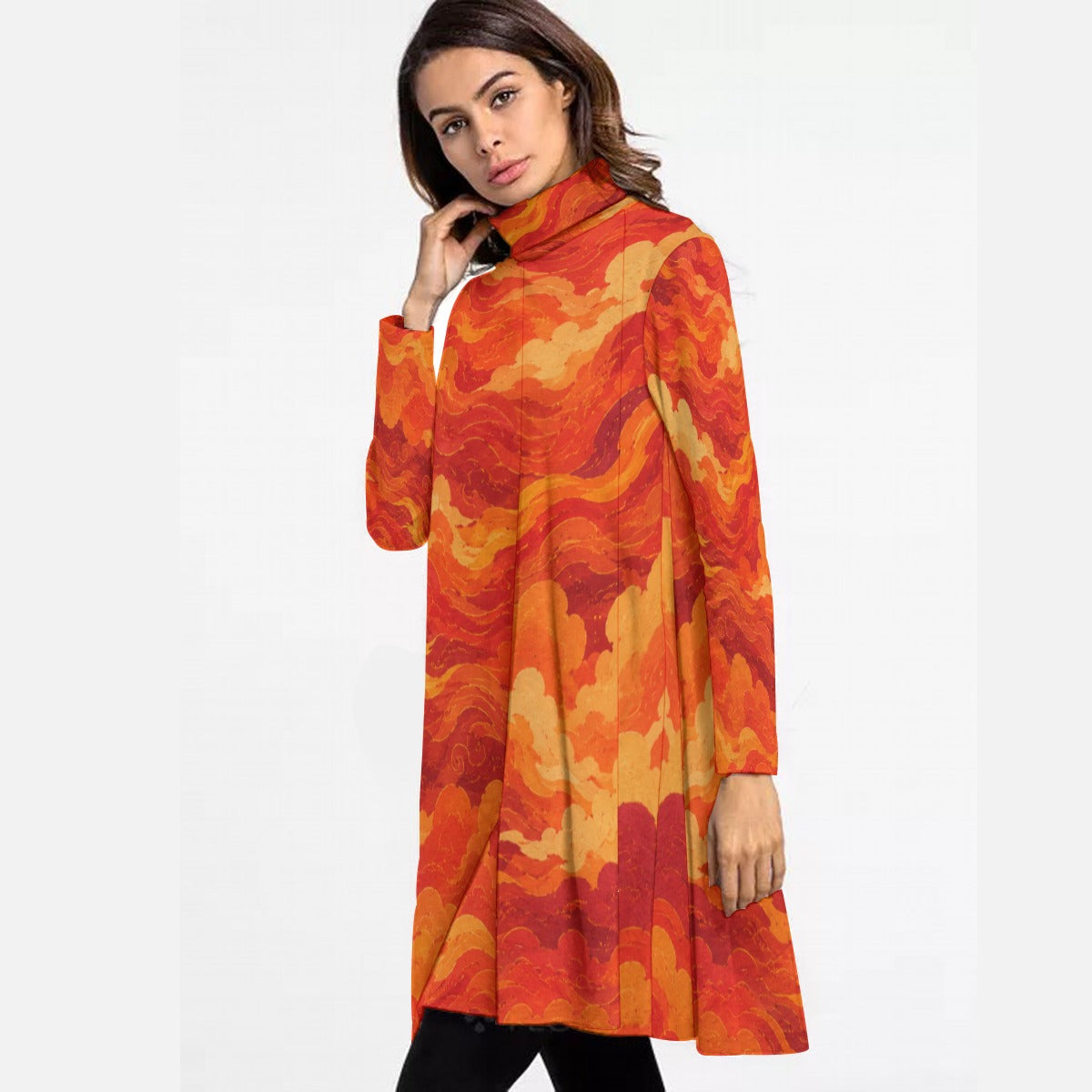 Women's High Neck Dress With Long Sleeve by O’Nimbus – view 3