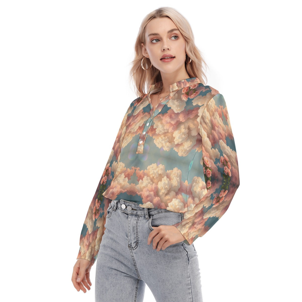 Women's Long Sleeve Blouse With Button Closure