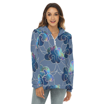 Women's Borg Fleece Hoodie With Half Zip