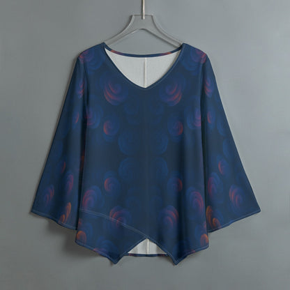 Women's V-neck T-shirt With Irregular Hem