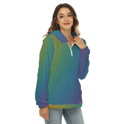 Women's Borg Fleece Hoodie With Half Zip