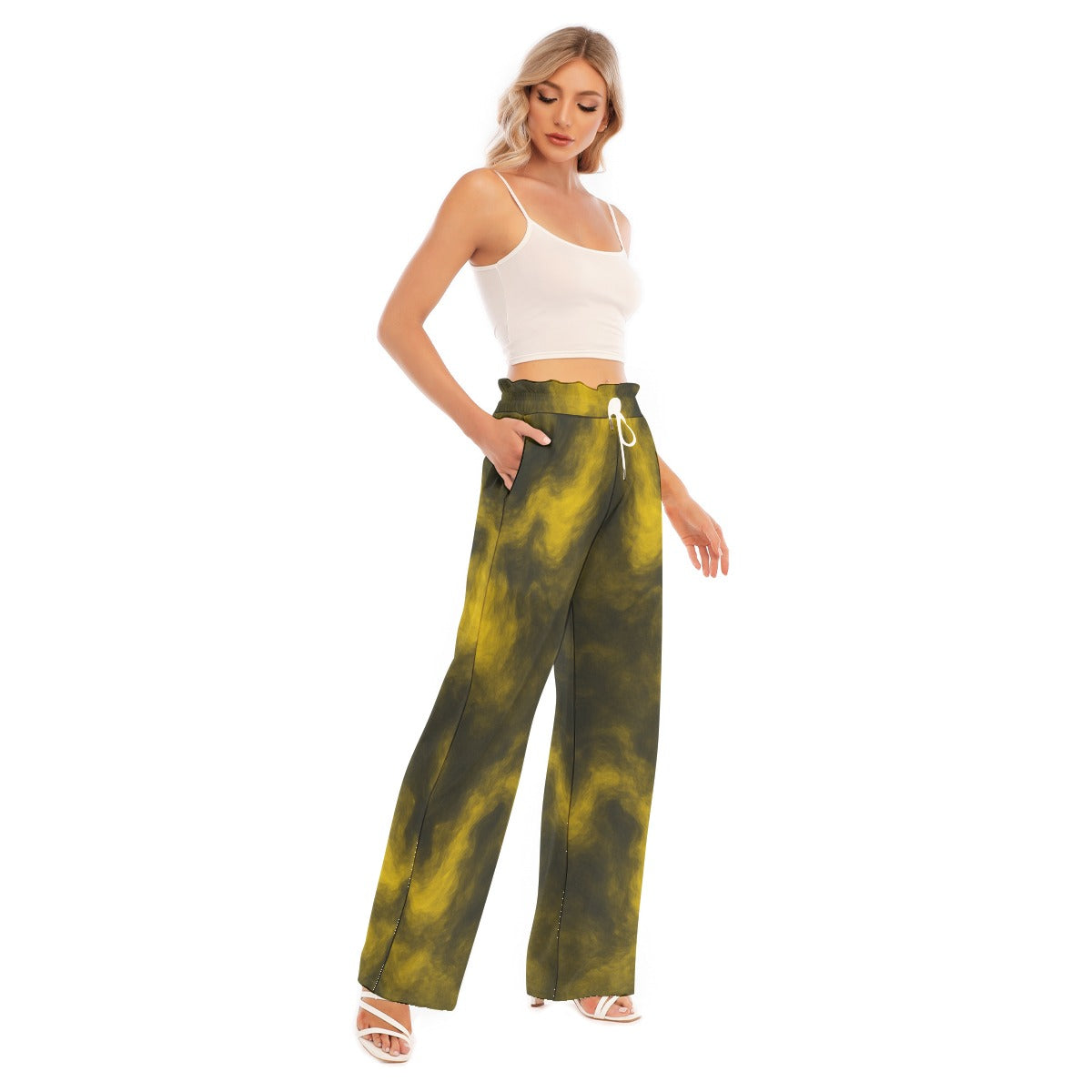 Women's Waist Fungus Edge Wide-leg Pants