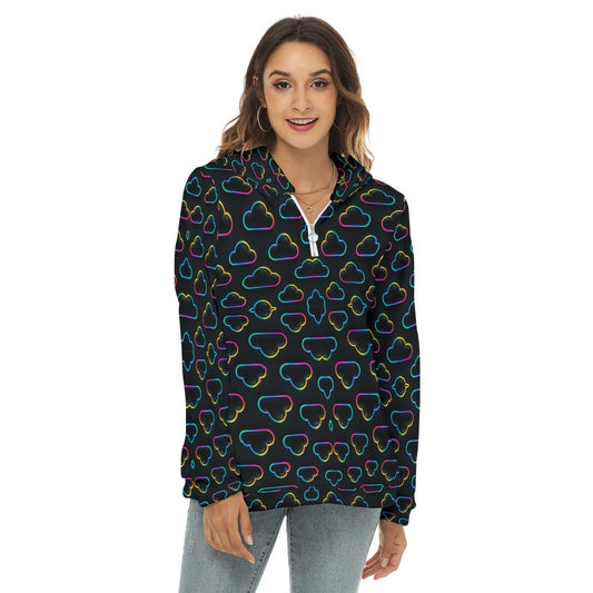 Women's Borg Fleece Hoodie With Half Zip
