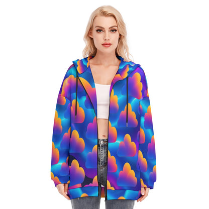 Women's Long Hoodie With Zipper Closure