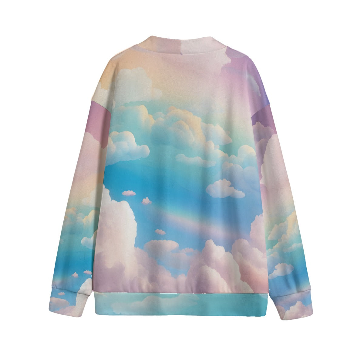 Unisex V-neck Knitted Fleece Cardigan With Button Closure