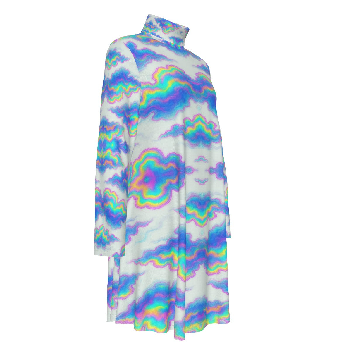 Women's High Neck Dress With Long Sleeve