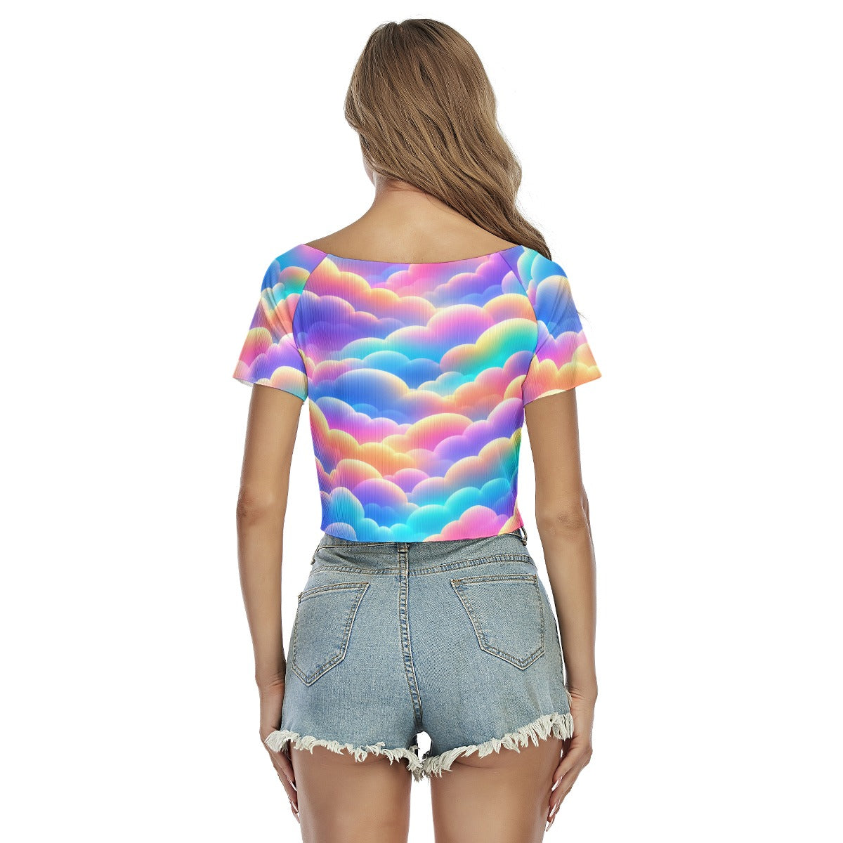 Women's Raglan Drawstring Front Crop Tee