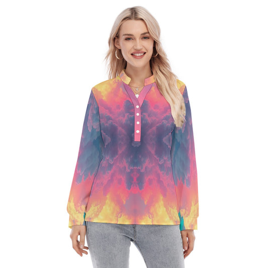 Women's Long Sleeve Blouse With Button Closure