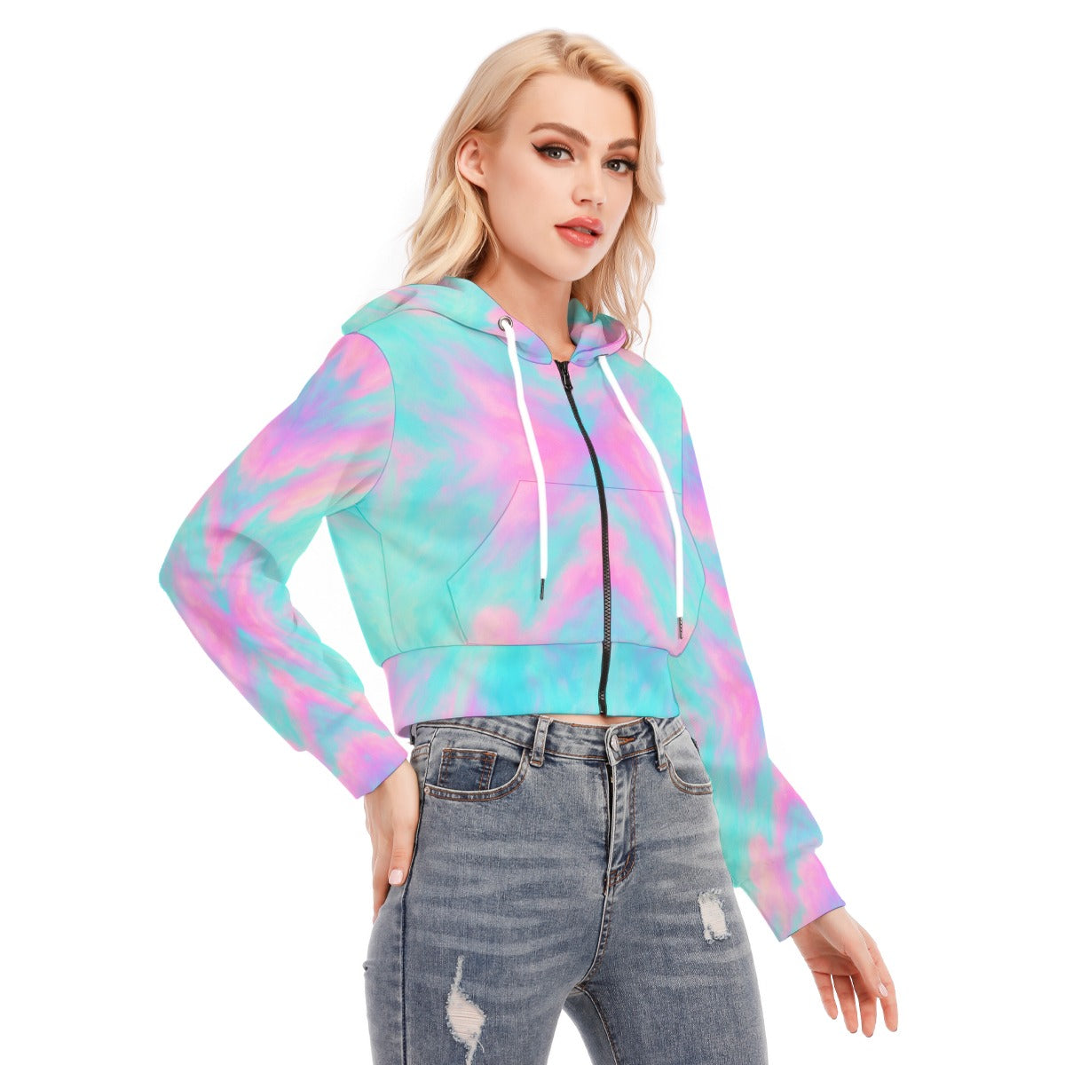 Women's Crop Top Hoodie With Zipper Closure
