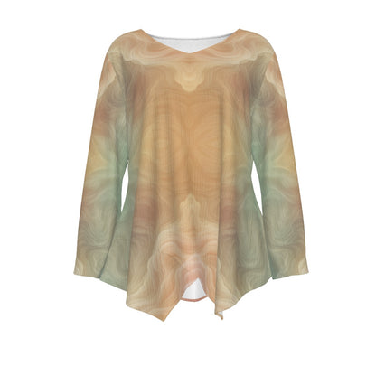 Women's V-neck T-shirt With Irregular Hem