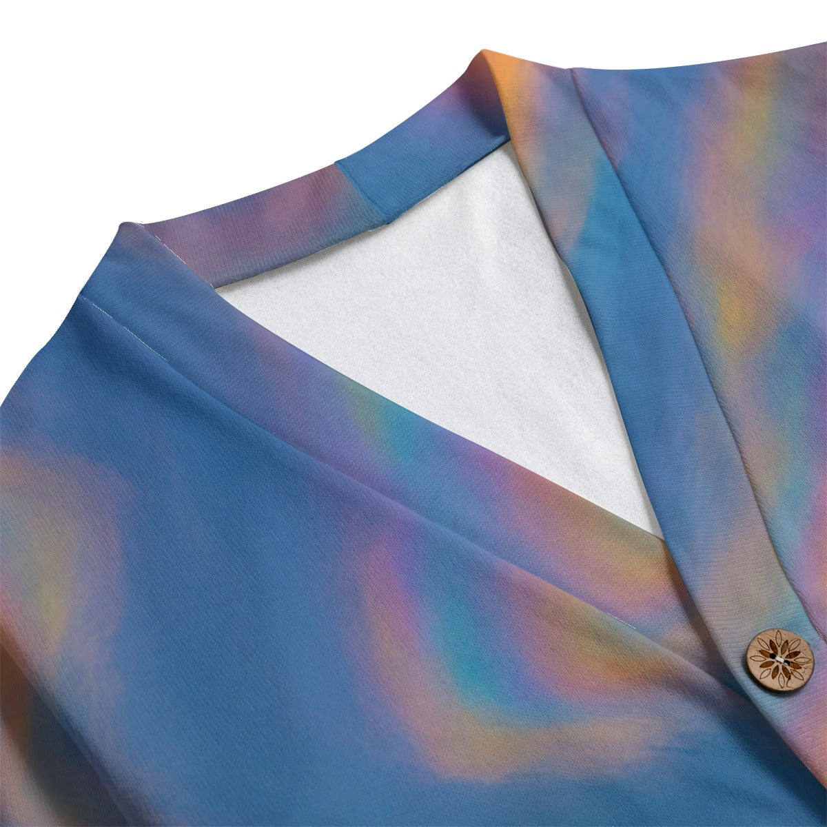 Unisex V-neck Knitted Fleece Cardigan With Button Closure