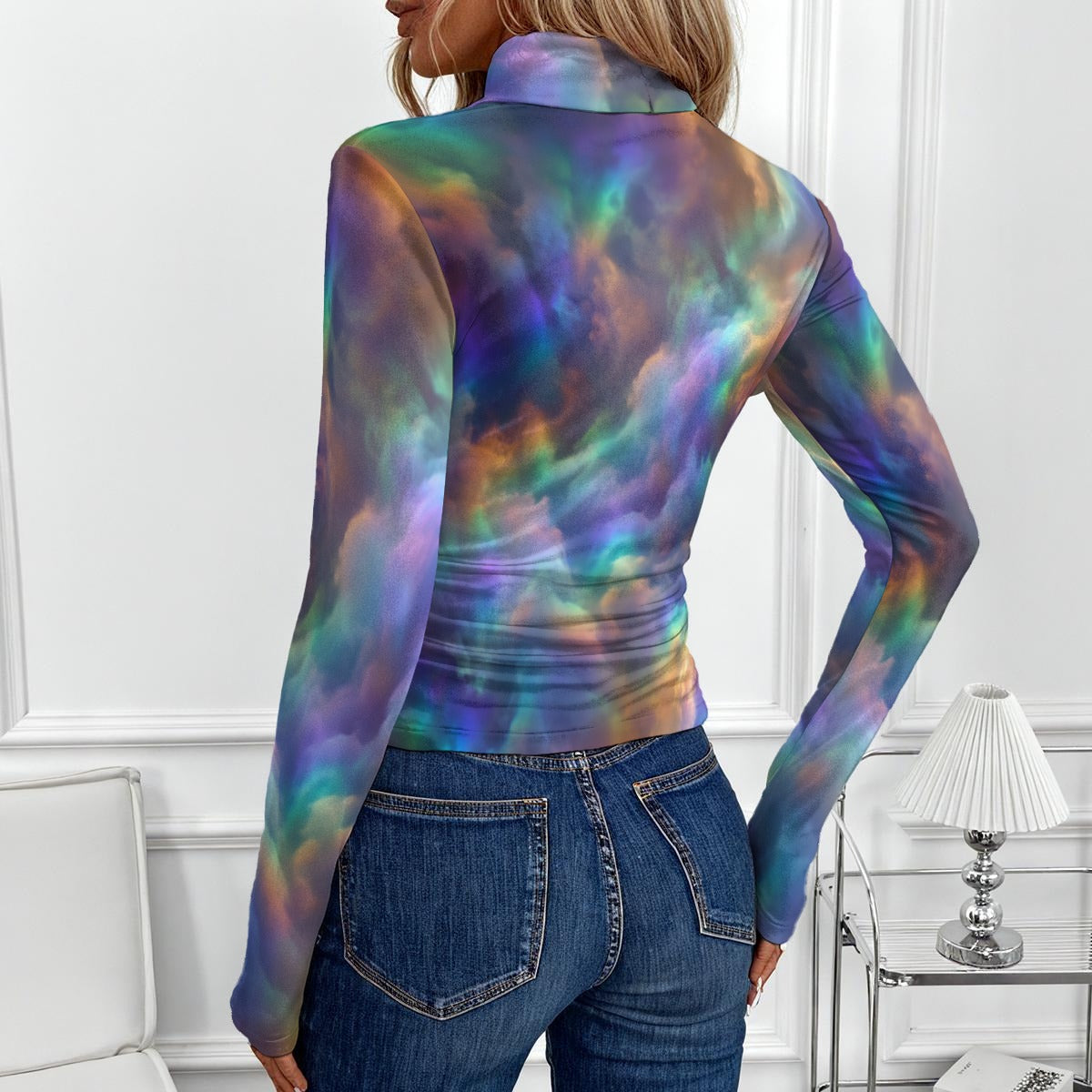 Women's Women's High-Neck Top With Long Sleeve
